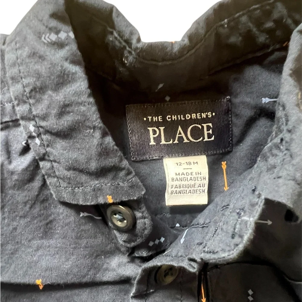 Children’s Place Navy Blue Arrow Button Down Shirt | 12-18M